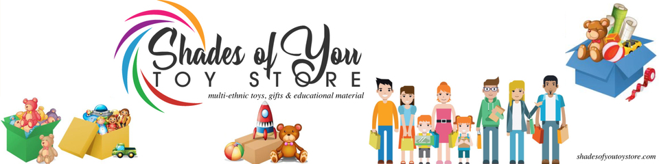 A welcome banner for ShadesofYouToyStore.com for toys, games, unique finds & educational material.