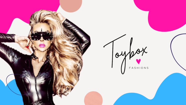 A welcome banner for Toybox Fashions
