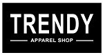 A welcome banner for Trendy Apparel Shop's booth