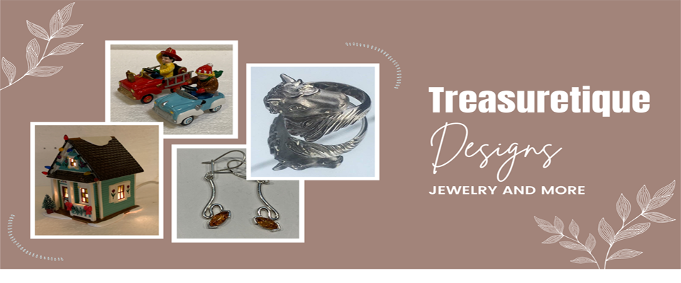A welcome banner for Treasuretique - Quality Jewelry Disney Collectibles Electronics Tools & Gifts