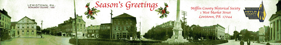 A welcome banner for MIFFLIN COUNTY HISTORICAL SOCIETY BOOTH (mchistory)