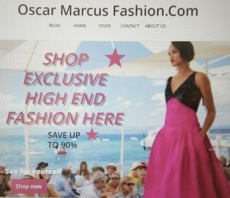 A welcome banner for OSCAR MARCUS FASHION COM