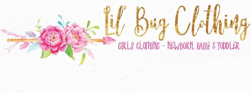 A welcome banner for Lil' Bug Clothing 