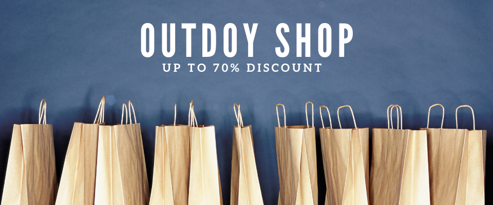 A welcome banner for Outdoy Shop