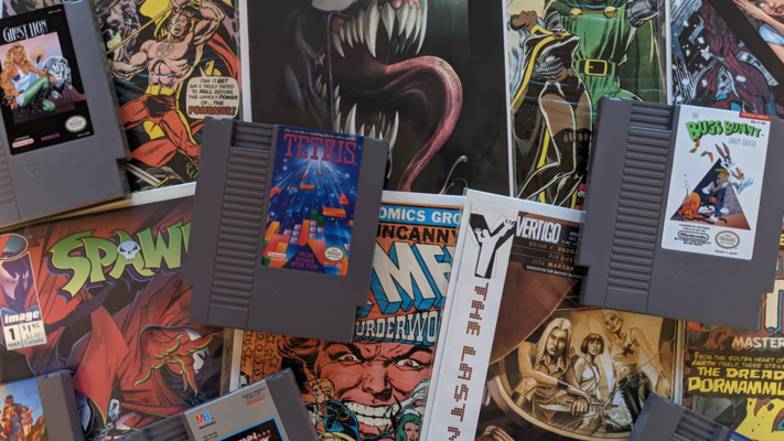 A welcome banner for Port Retro: Comics, Collectibles, & Games