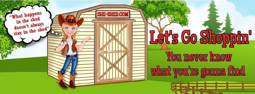 A welcome banner for She Shed Shop
