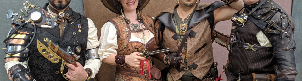 A welcome banner for J&J Leather and Steampunk