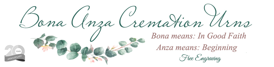 A welcome banner for Bona Anza Cremation Urns