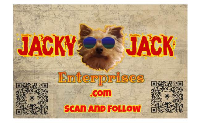 A welcome banner for Jacky Jack Enterprises 