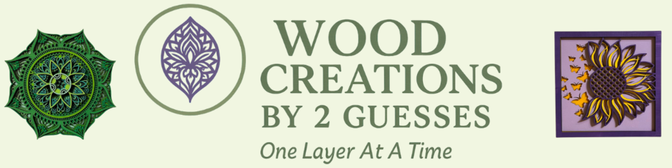 A welcome banner for Wood Creations By 2 Guesses
