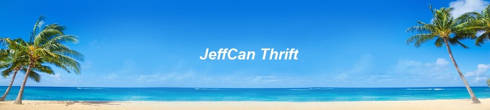 A welcome banner for JeffCanThrift's Booth