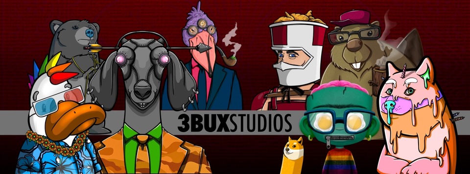 A welcome banner for 3 Bux Studios