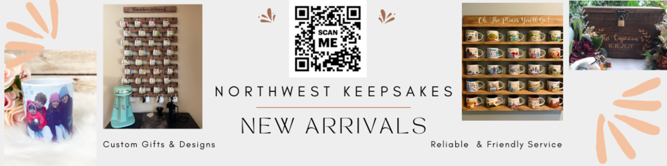 A welcome banner for Northwest Keepsakes