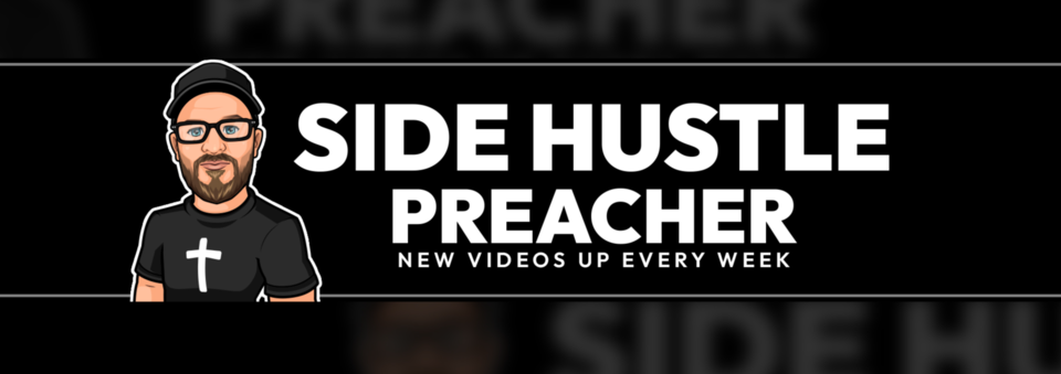 A welcome banner for Side Hustle Preacher’s booth