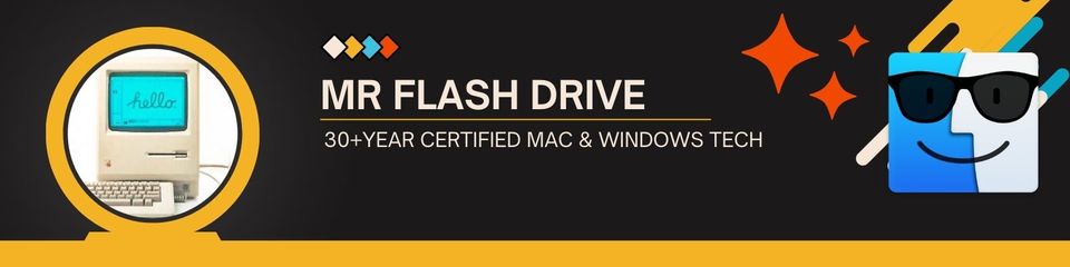 A welcome banner for Mr Flash Drive Booth