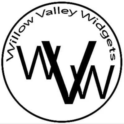 A welcome banner for WillowValleyWidgets booth