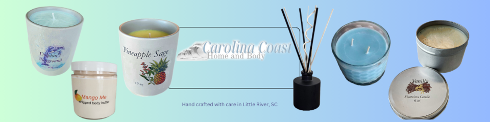 A welcome banner for Carolina Coast Home and Body