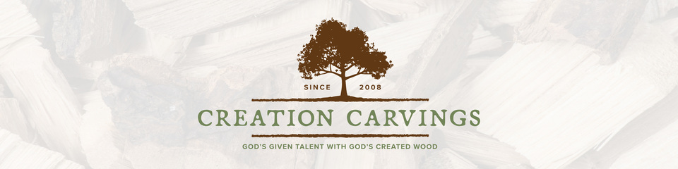 A welcome banner for Creation Carvings LLC