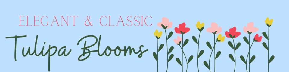 A welcome banner for TULIPA BLOOMS' BOOTH