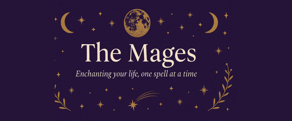 A welcome banner for The Mages's Magickal booth