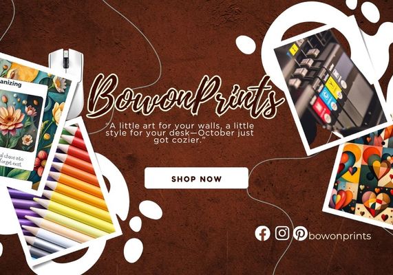 A welcome banner for Bowon Prints Booth