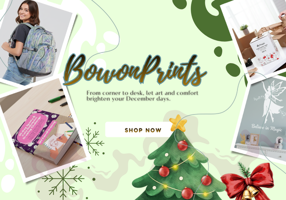 A welcome banner for Bowon Prints Booth