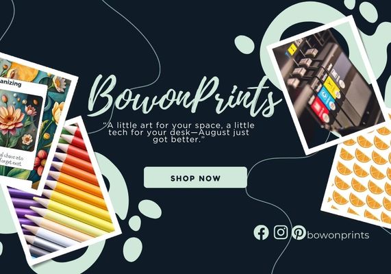 A welcome banner for Bowon Prints Booth