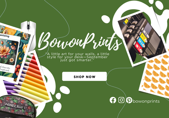 A welcome banner for Bowon Prints Booth