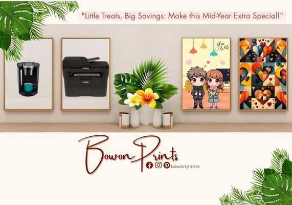 A welcome banner for Bowon Prints Booth