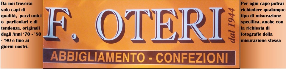 A welcome banner for Oteri_Moda since 1944