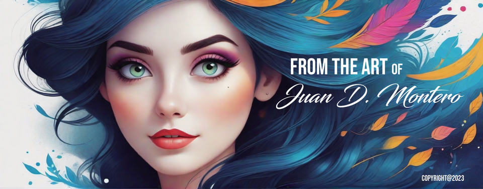 A welcome banner for Juan Montero's Art booth