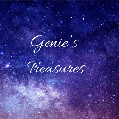 A welcome banner for Genies_Treasures's booth