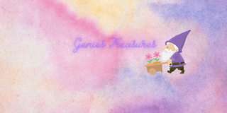 A welcome banner for Genies_Treasures's booth
