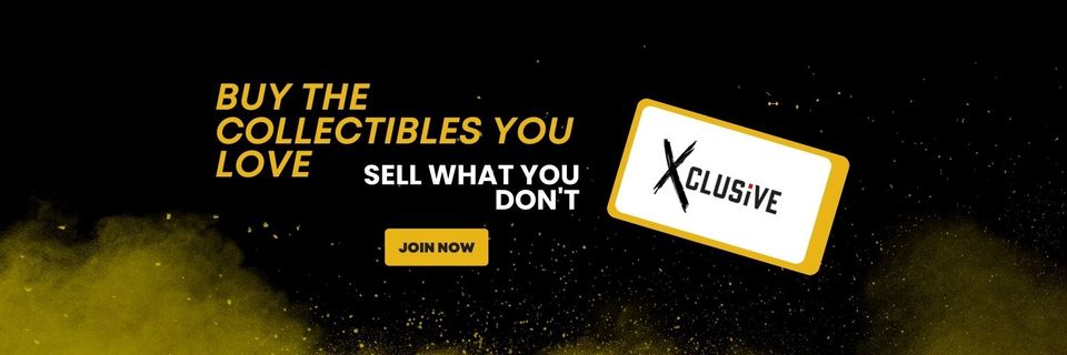 A welcome banner for Xclusive Collectibles