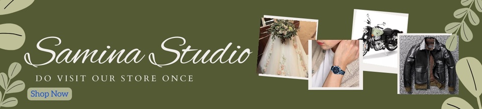 A welcome banner for Samina's store