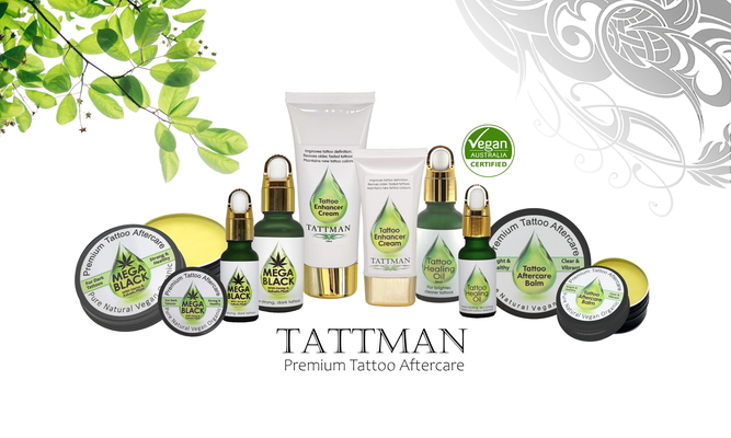 A welcome banner for Tattman Premium Tattoo Aftercare Booth