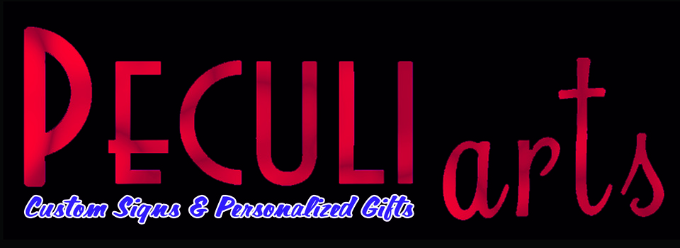 A welcome banner for PeculiArts's booth