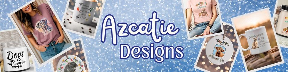 A welcome banner for Azcatie Designs