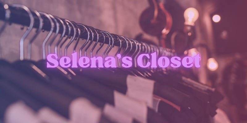A welcome banner for Selena's store