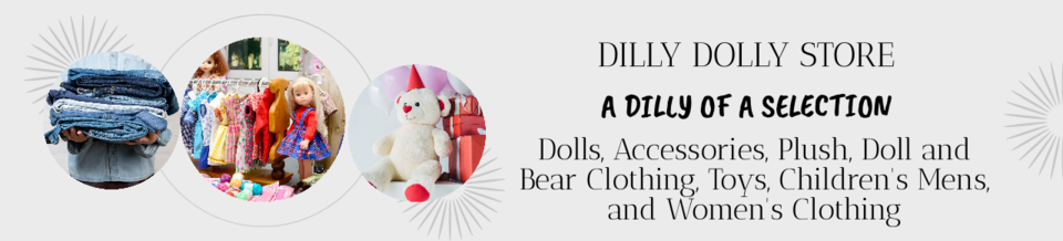 A welcome banner for Dilly Dolly Store