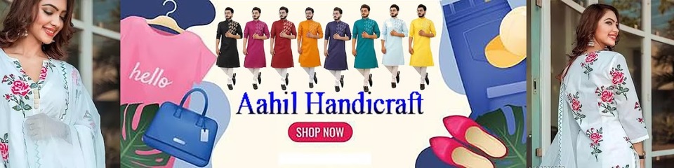 A welcome banner for Aahil Handicraft