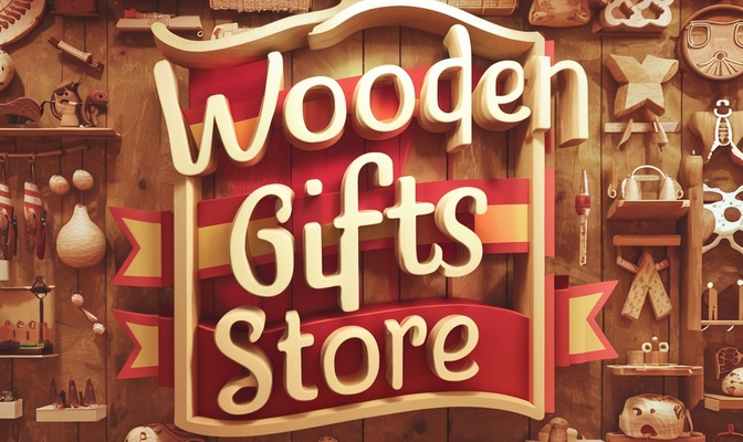 A welcome banner for Wooden Gift's Store