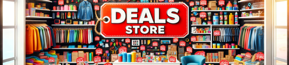 A welcome banner for Deals Store 
