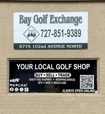 A welcome banner for The Golf Exchange's Booth