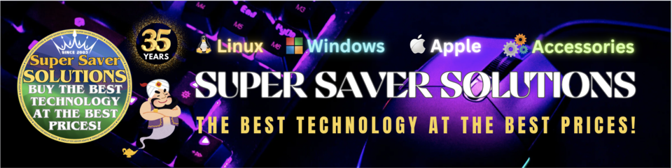 A welcome banner for Super Saver Solutions - Buy The Best Tech at The Best Prices!