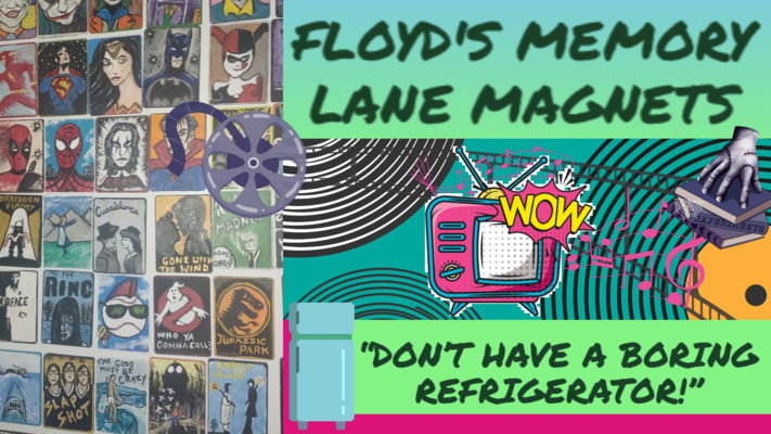 A welcome banner for Floyd's Memory Lane Magnets