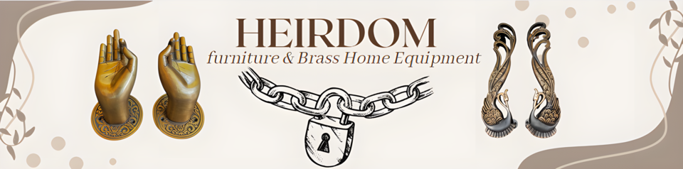 A welcome banner for Heirdom Furniture & Brass Home Equipment