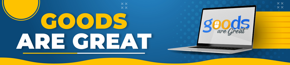 A welcome banner for goodsaregreat booth