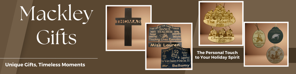 A welcome banner for MackleyGifts's booth