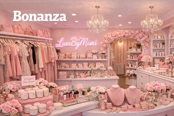 A welcome banner for LuxeByMimi.com